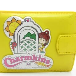 Hasbro Charmkins Wallet Vintage Yellow Vinyl Bifold Billfold & Coin Purse With Brown Eyed Susan -Hasbro Fun Toys Charmkins vintage 1983 brown eyed susan wallet billfold