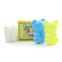 Hasbro Dibbles & Nibbles Newborn Twins G1 My Little Pony Set With Accessories -Hasbro Fun Toys My little pony bottles diaper bear brushes newborn twins
