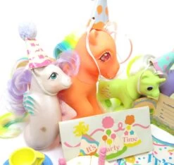 Hasbro Party Gift Pack My Little Pony Set With Ponies & Accessories -Hasbro Fun Toys Pony Party Pack Birthday Hats Cake Sign Invitations